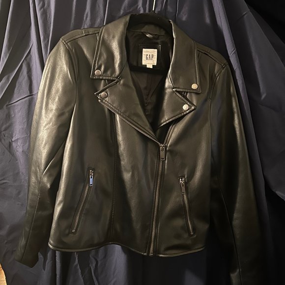 Gap Faux Leather Moto Jacket Large - Picture 5 of 11